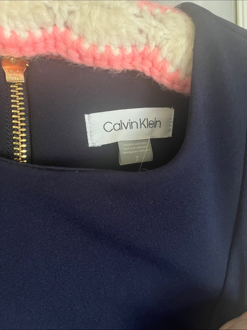 Calvin Klein Sleeveless Midi Sheath Dress in Navy - Picture 3 of 3